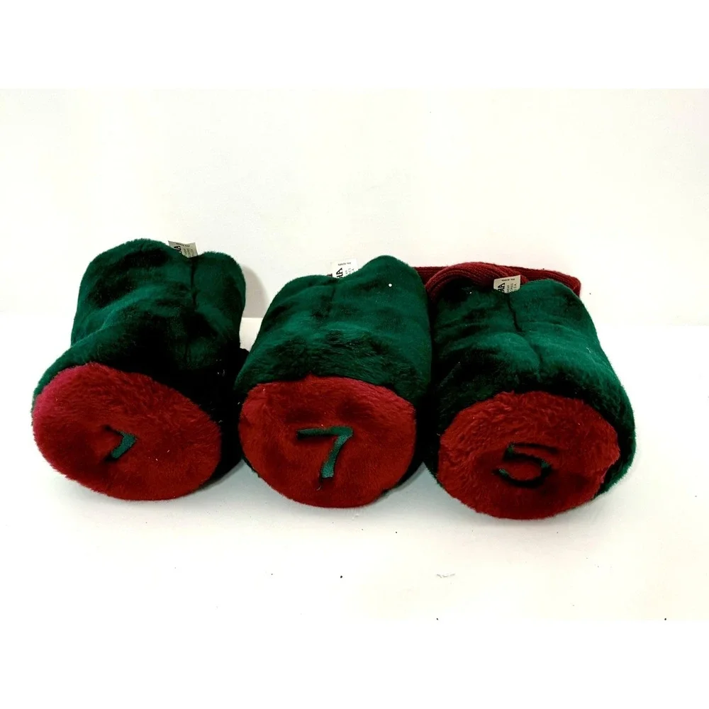 Vintage‎ Antigua Green and Red Golf Club Head Covers 1,7,5 EUC